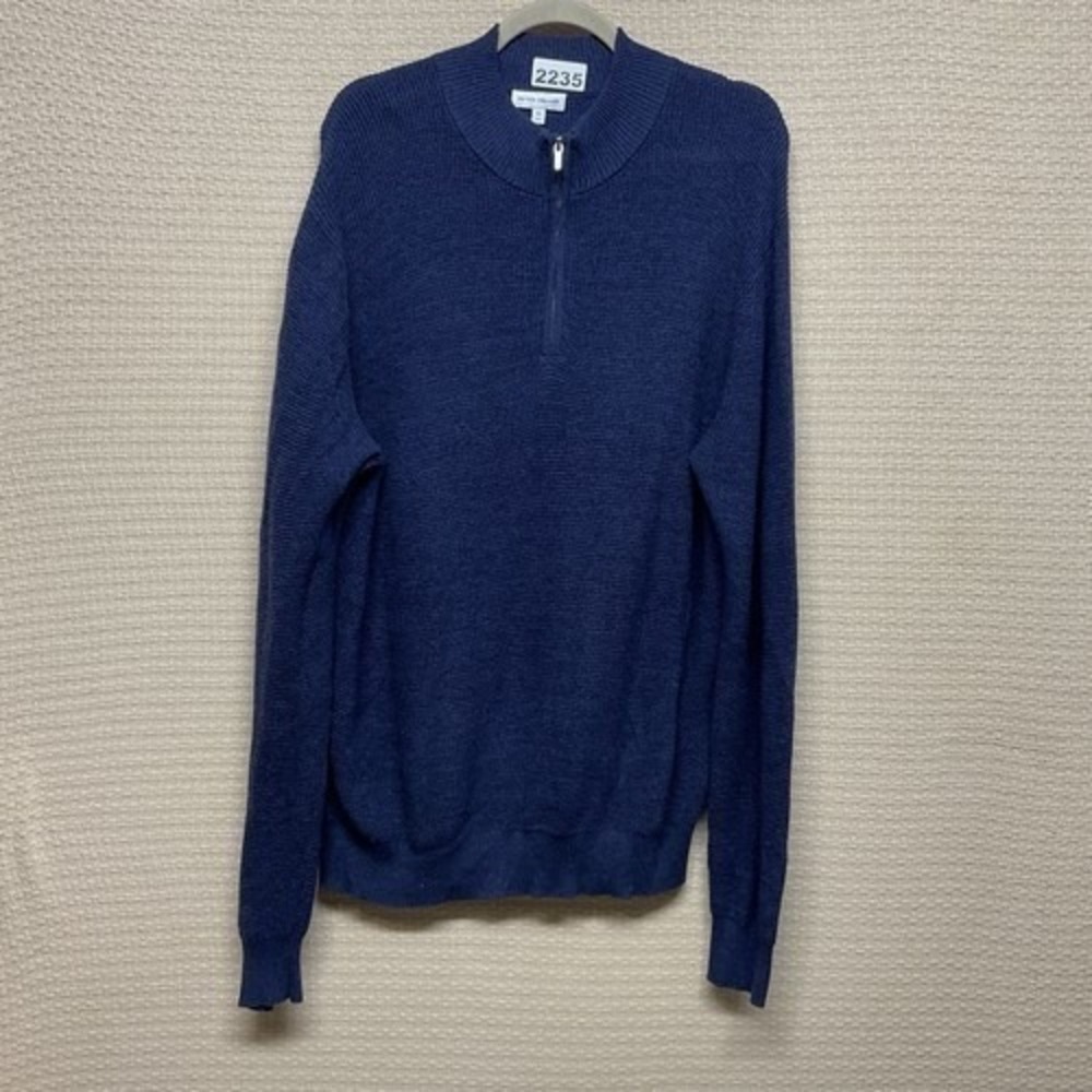 Peter Millar Waffle Knit 1/4 Zip MockNeck Relaxed Fit Sweater Men XL China